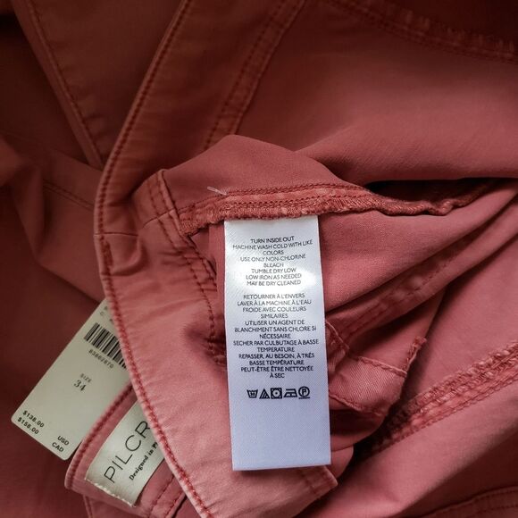 Pilcro Low Rise Utility Demilune Boot Cut Stretchy Pants Rose Women's Size 34 - Picture 12 of 14